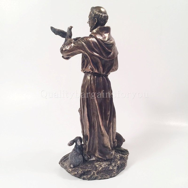 WU Saint Francis of Assisi Statue Sculpture (Cold Cast Bronze) - Image 4